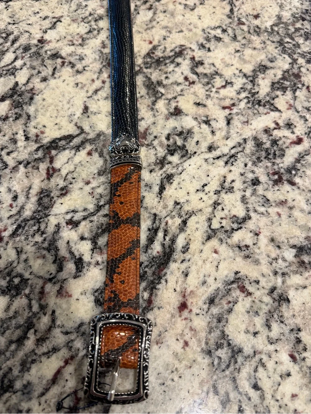 Brighton Brown and Black Kids Belt with Decorative Silver Buckle